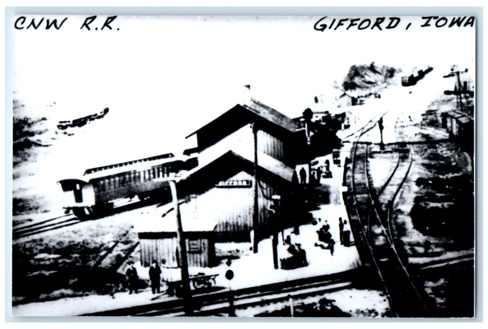 c1960\'s CNW RR Gifford Iowa IA Exterior Train Depot Station RPPC Photo Postcard