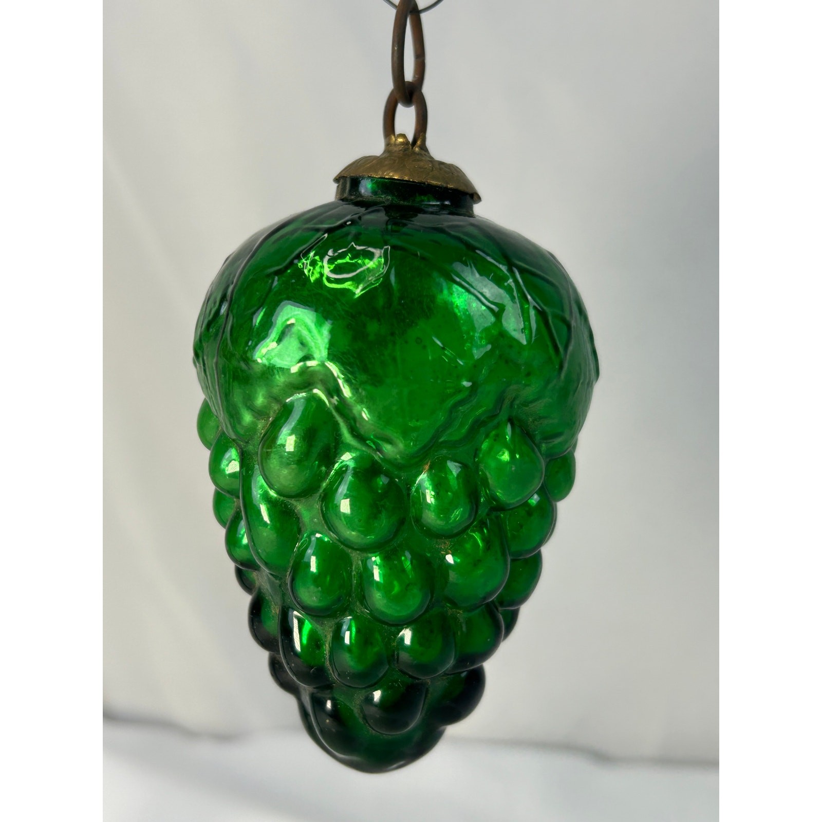 Antique 1800s German Kugel Green Grape Cluster Glass Christmas Ornament 4\