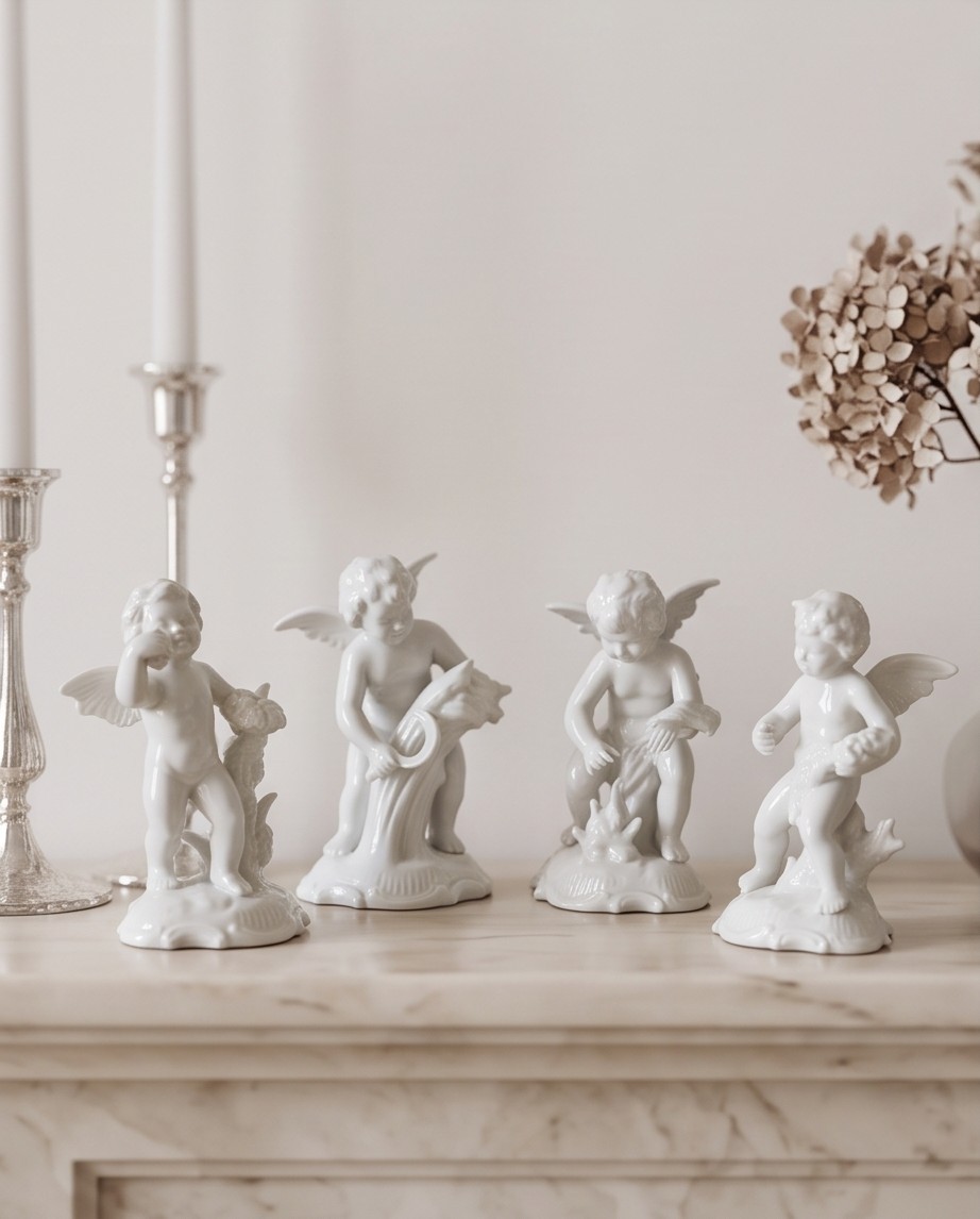 Vintage Dresden Original Germany Bisque Cherub Figurines Four Seasons 5-6 Vintage Dresden Original Germany Bisque Cherub Figurines Four Seasons 5-6