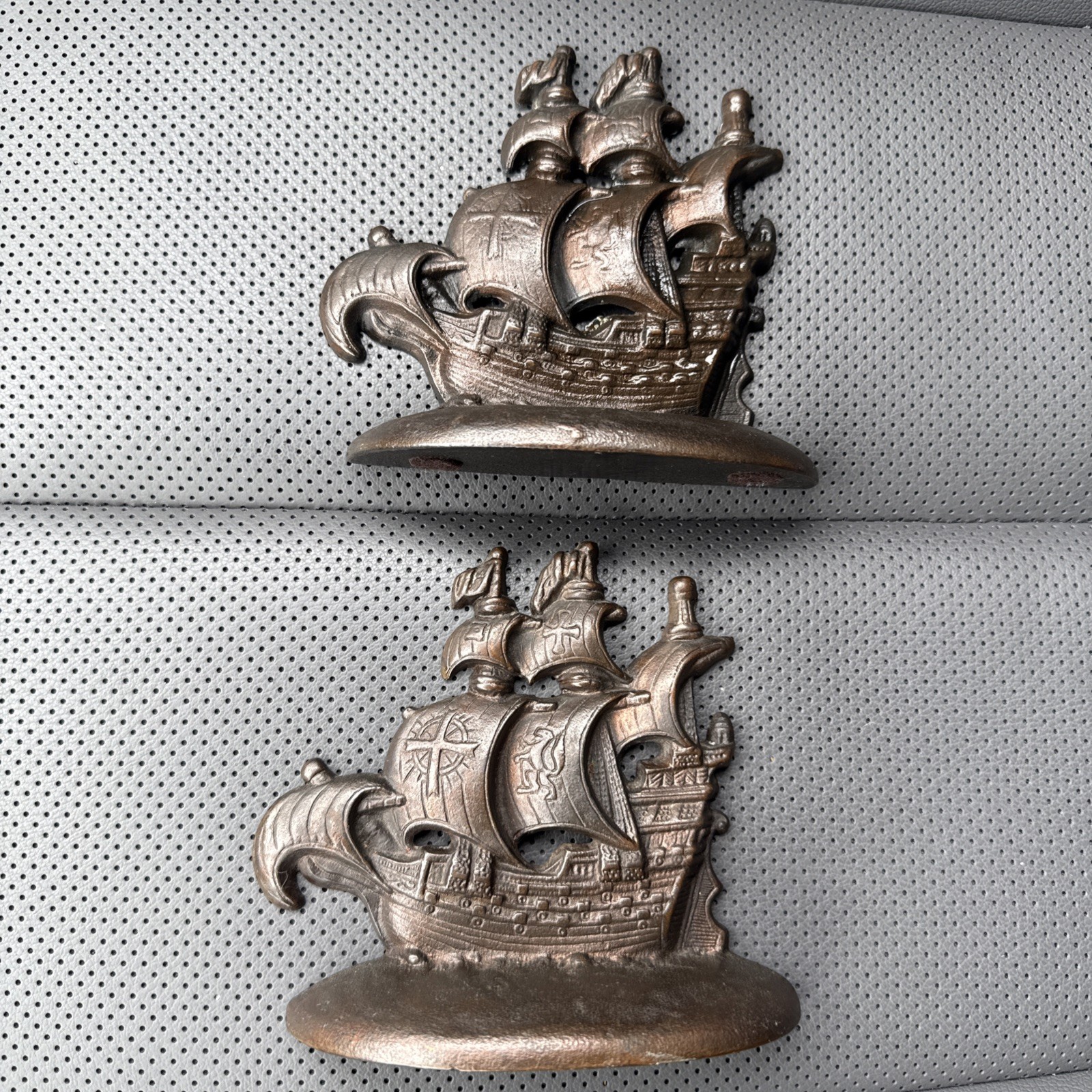 2 Vintage Book End Ships Sailboat Gallons Library Nautical Pirate Decor