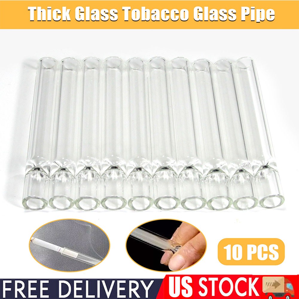 10Pcs/Set Thick Glass Tobacco Glass Pipes Reusable One Hitter Smoking Tube Pipe