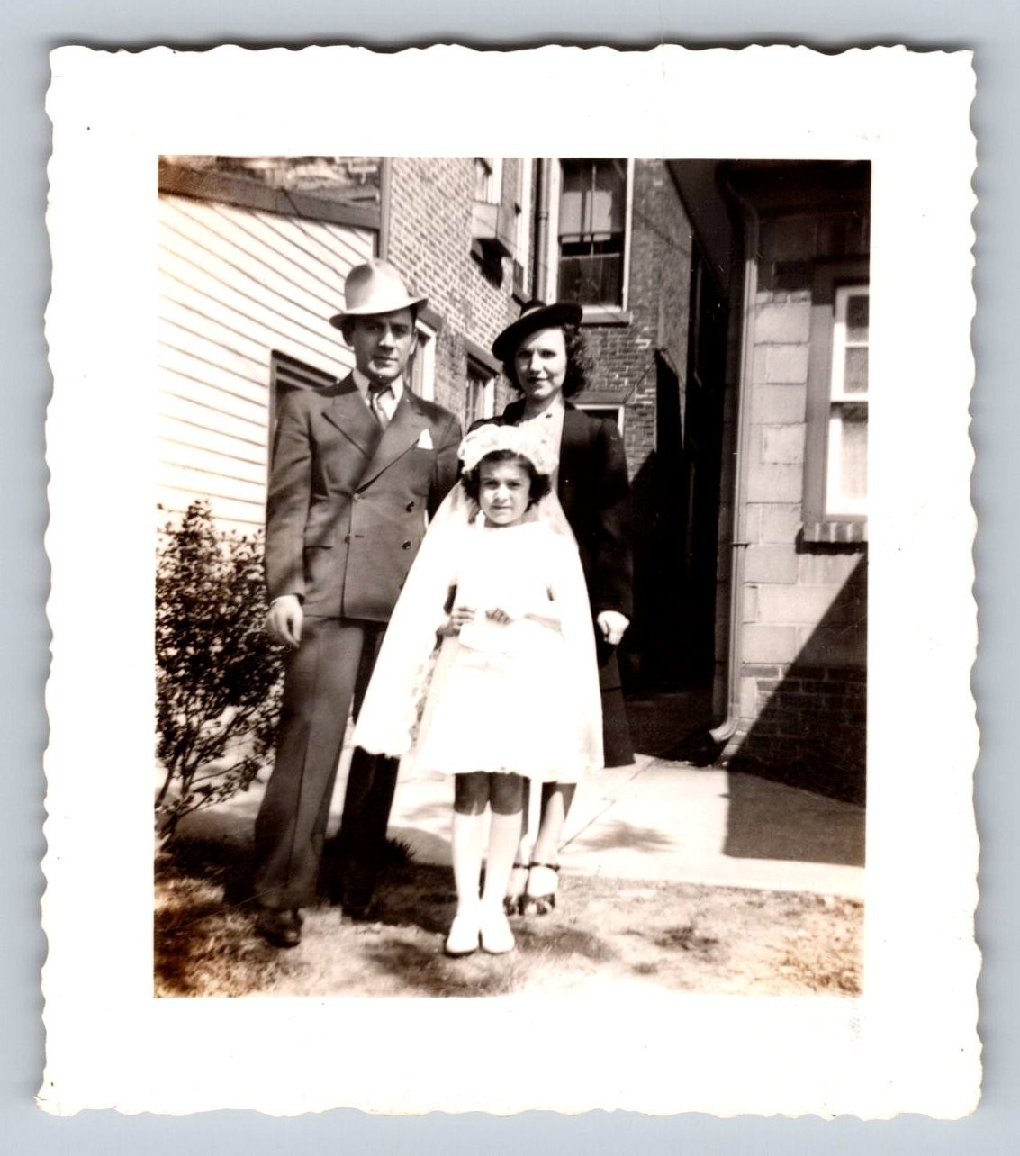 Family First Communion 1940s Snapshot Photograph Religious Ceremony 1943
