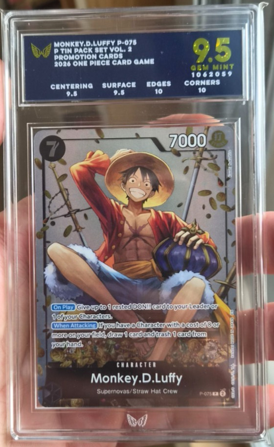 ARK Gem Mint 9.5 P-075 Promo Monkey D Luffy Tin Pack Set Vol. 2