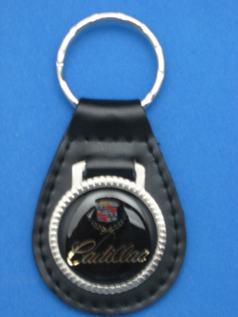 CADILLAC BLACK LEATHER KEYRING KEYFOB #004