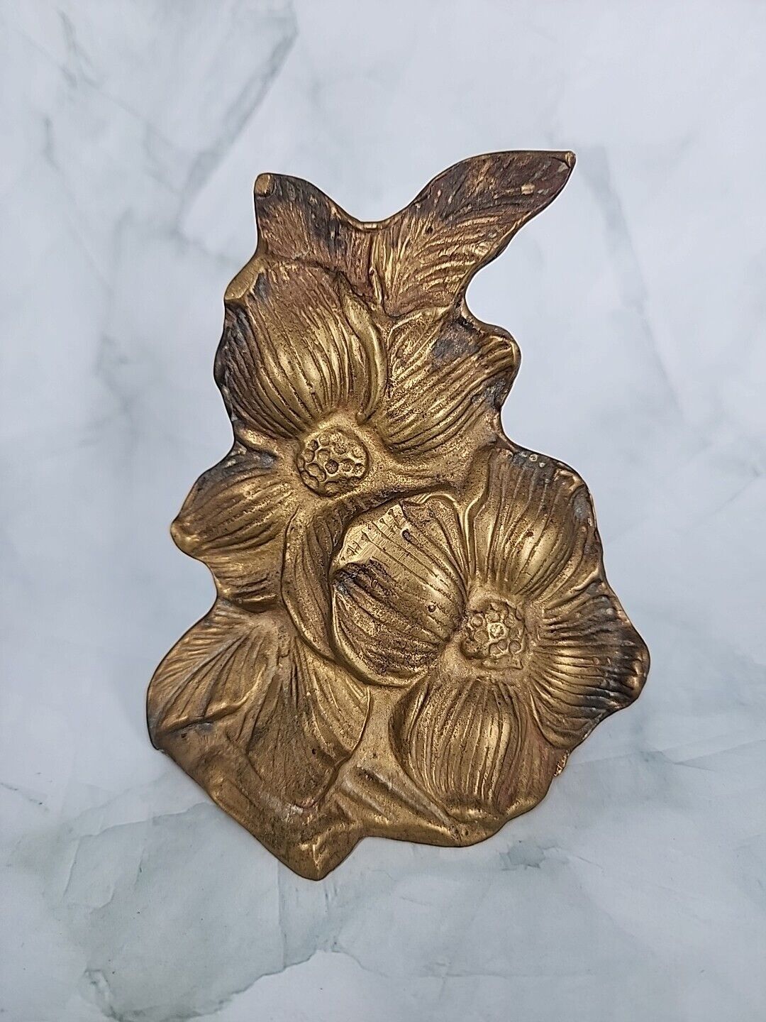 Vintage Brass Dogwood Flower Bookend