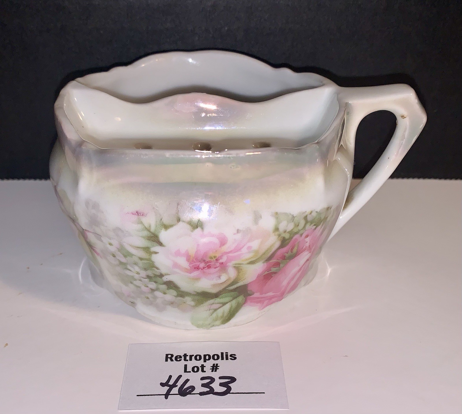 Antique Porcelain Shaving Mug Scuttle Pink White Floral Victorian Vintage Antique Porcelain Shaving Mug Scuttle Pink White Floral Victorian Vintage