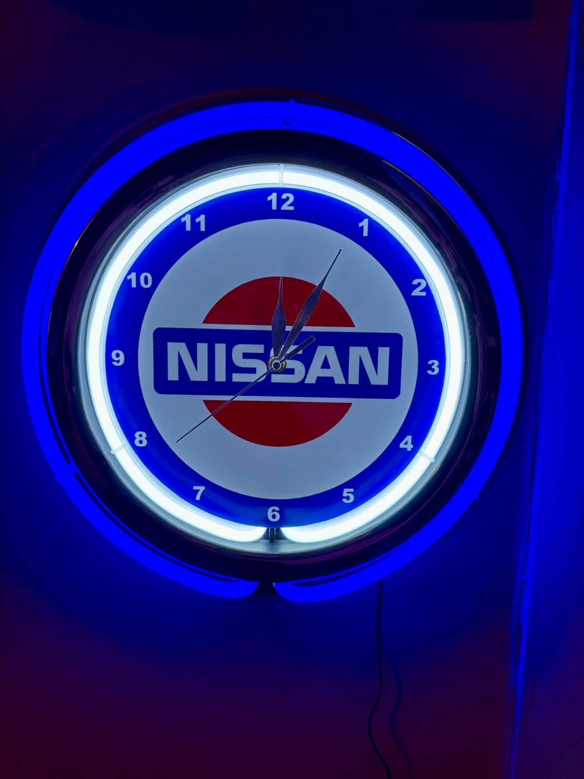 Nissan Motors Auto Garage Man Cave Store Neon Style Retro LED Clock Sign