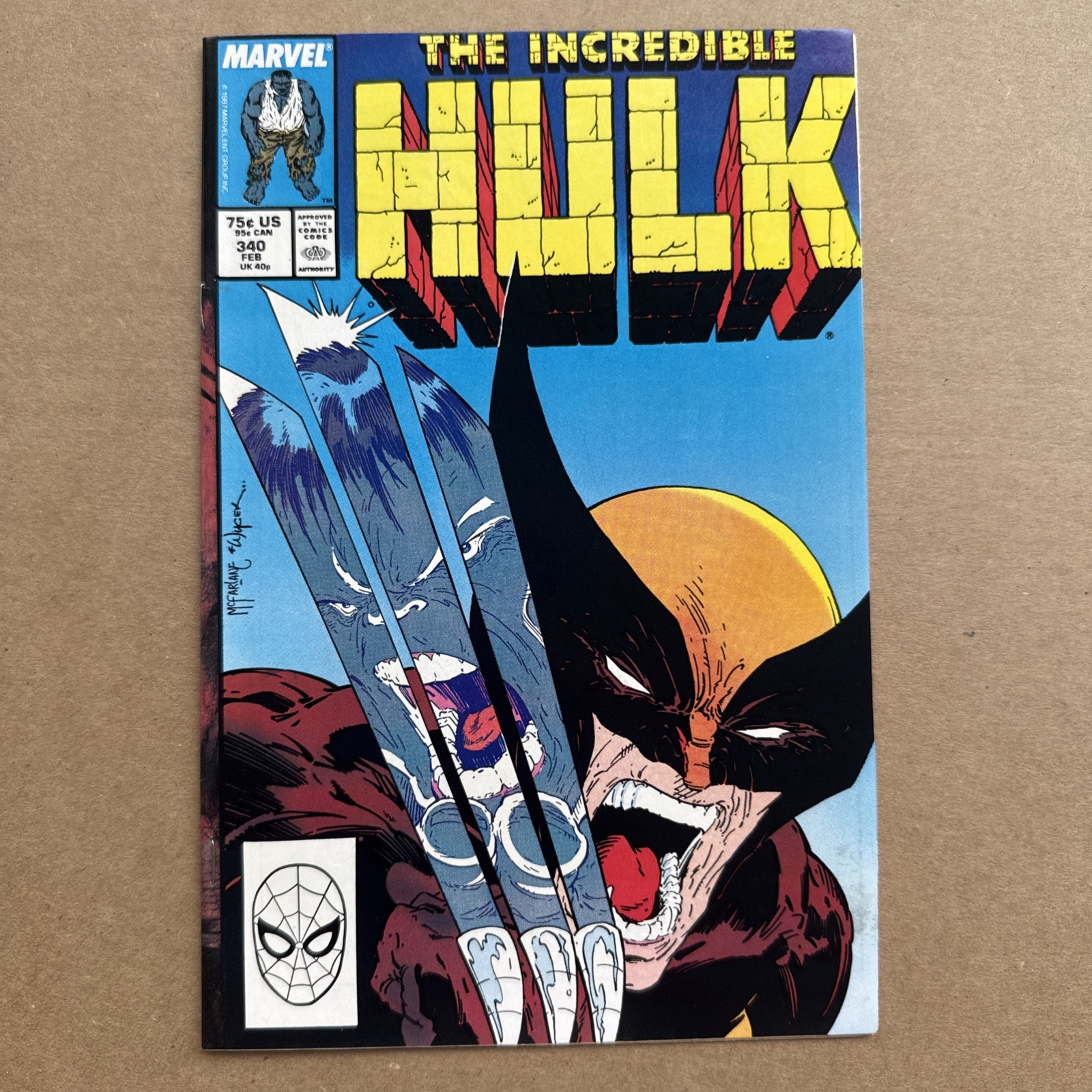 INCREDIBLE HULK #340 (1988) TODD McFARLANE’S FIRST ISSUE ON HULK WOLVERINE Raw