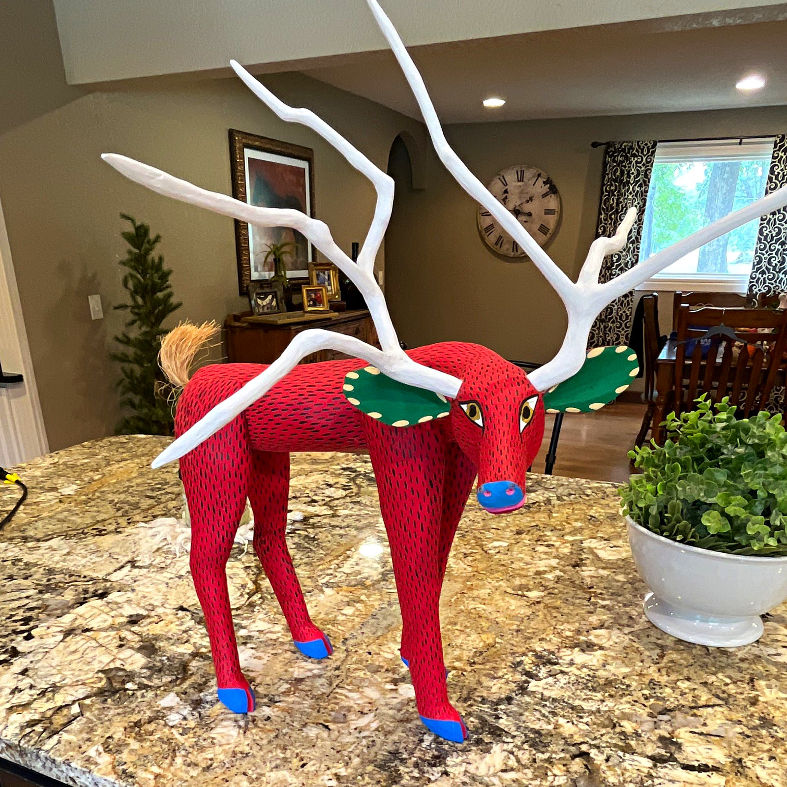 MANUEL JIMENEZ Signed Oaxacan Wood Carving Deer Large 14x16 Alebrije Folk Art