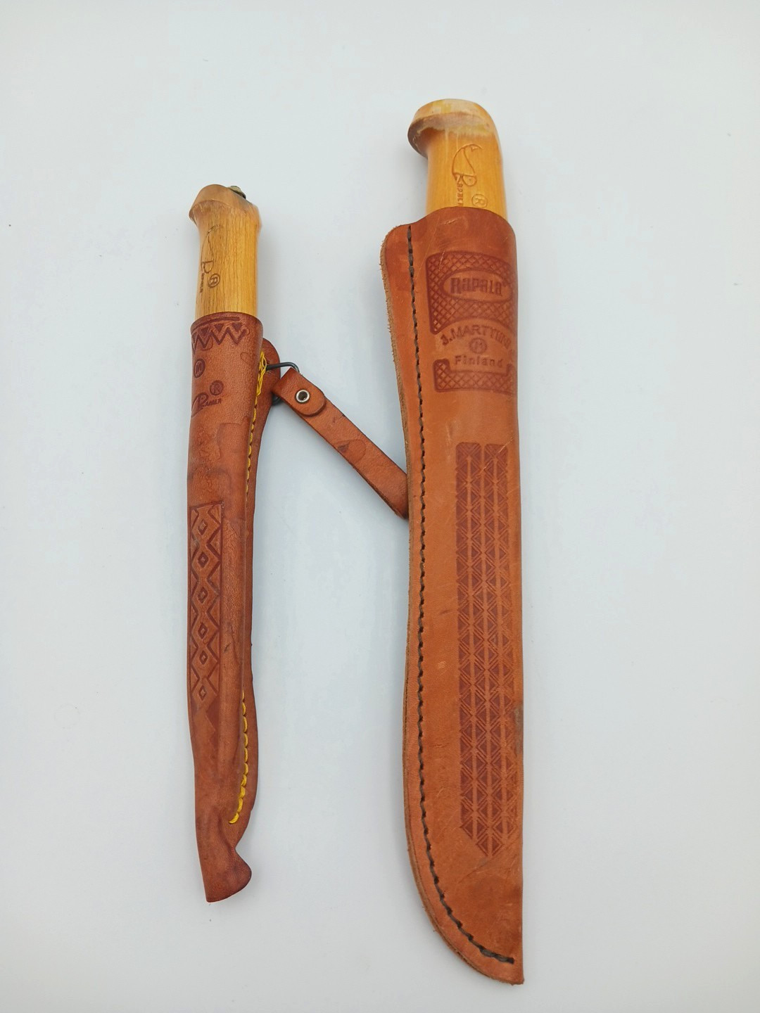 Lot of 2 RAPALA J. MARTTINI FINLAND Fishing Fillet Knives w Leather Sheath