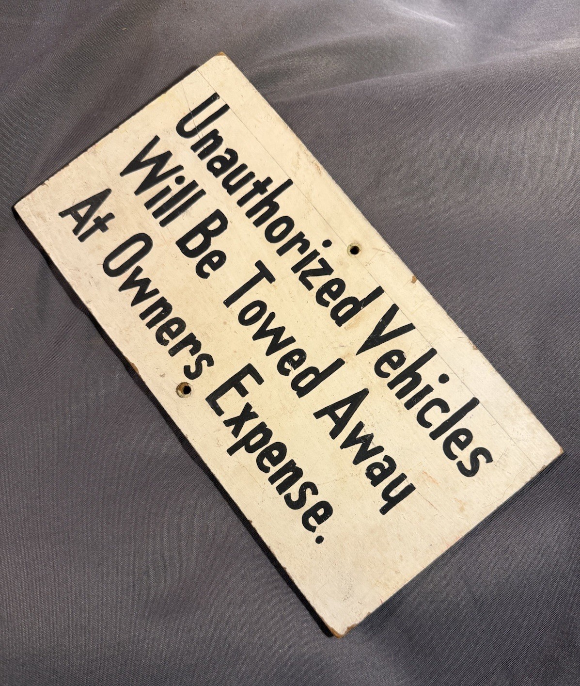 Vintage Folk Art Painted Unauthorized Vehicles Masonite Sign