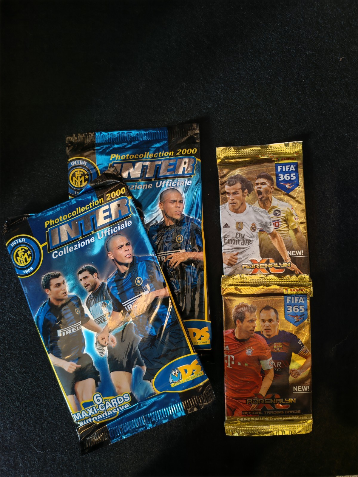 Vintage Sealed Ronaldo Inter Football Card Bags + FIFA 365 Lot + Free