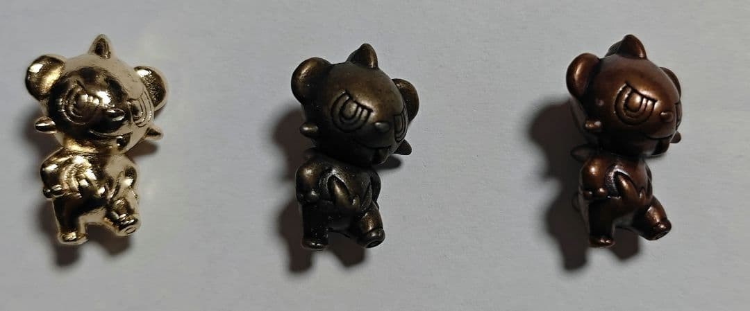 Pokemon Pancham Metal Collection Gold Brass Bronze 3 Set Collectible 15+