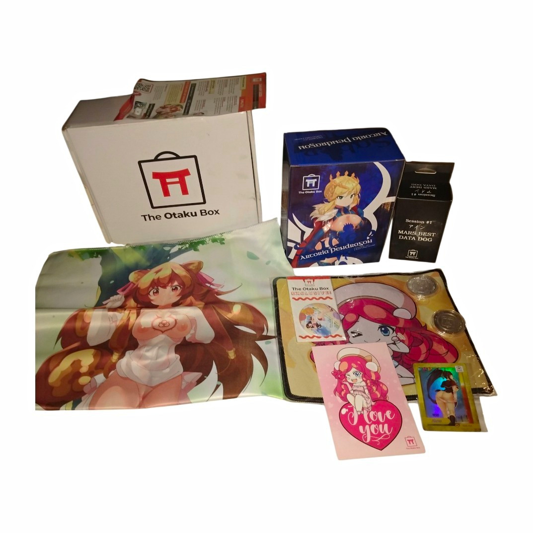 The Otaku Box Anime & Manga Collectible Lot w/ Mouse, Figure, Assorted Items The Otaku Box Anime & Manga Collectible Lot w/ Mouse, Figure, Assorted Items