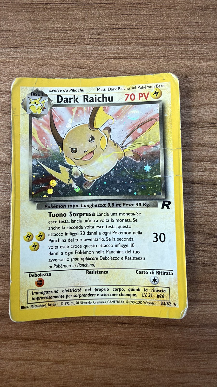Dark Raichu Holo 83/82 Team Rocket ITA Pokemon Rare Secret - Heavily Played