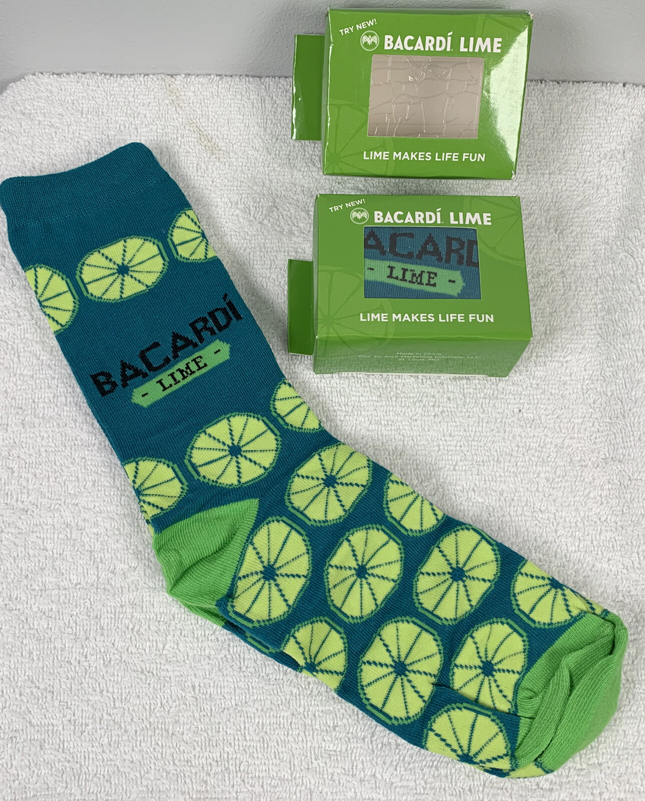 2 Pair Bacardi Lime Rum Mens Fun Socks Do What Moves You Knock Your Socks Off