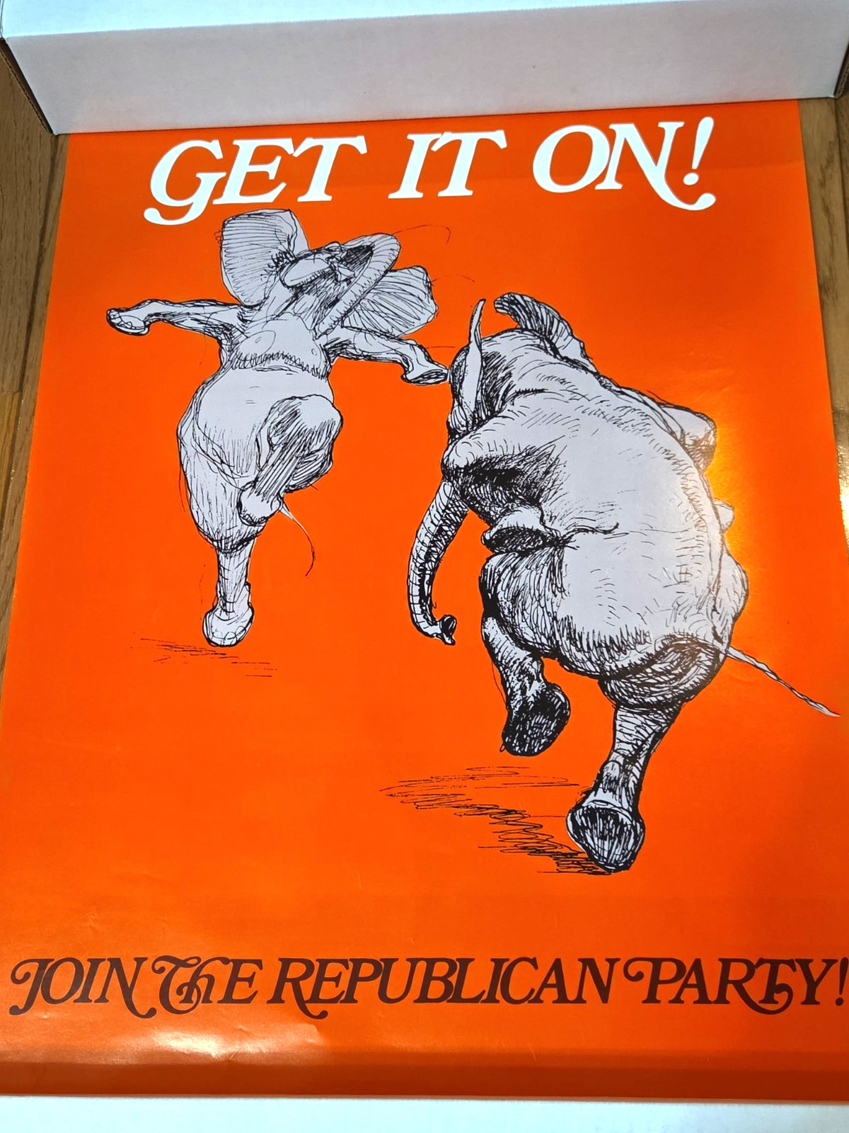 Vintage 1971 Republican Party Poster GET IT ON Join The Republican Party 22.5X17 Vintage 1971 Republican Party Poster GET IT ON Join The Republican Party 22.5X17