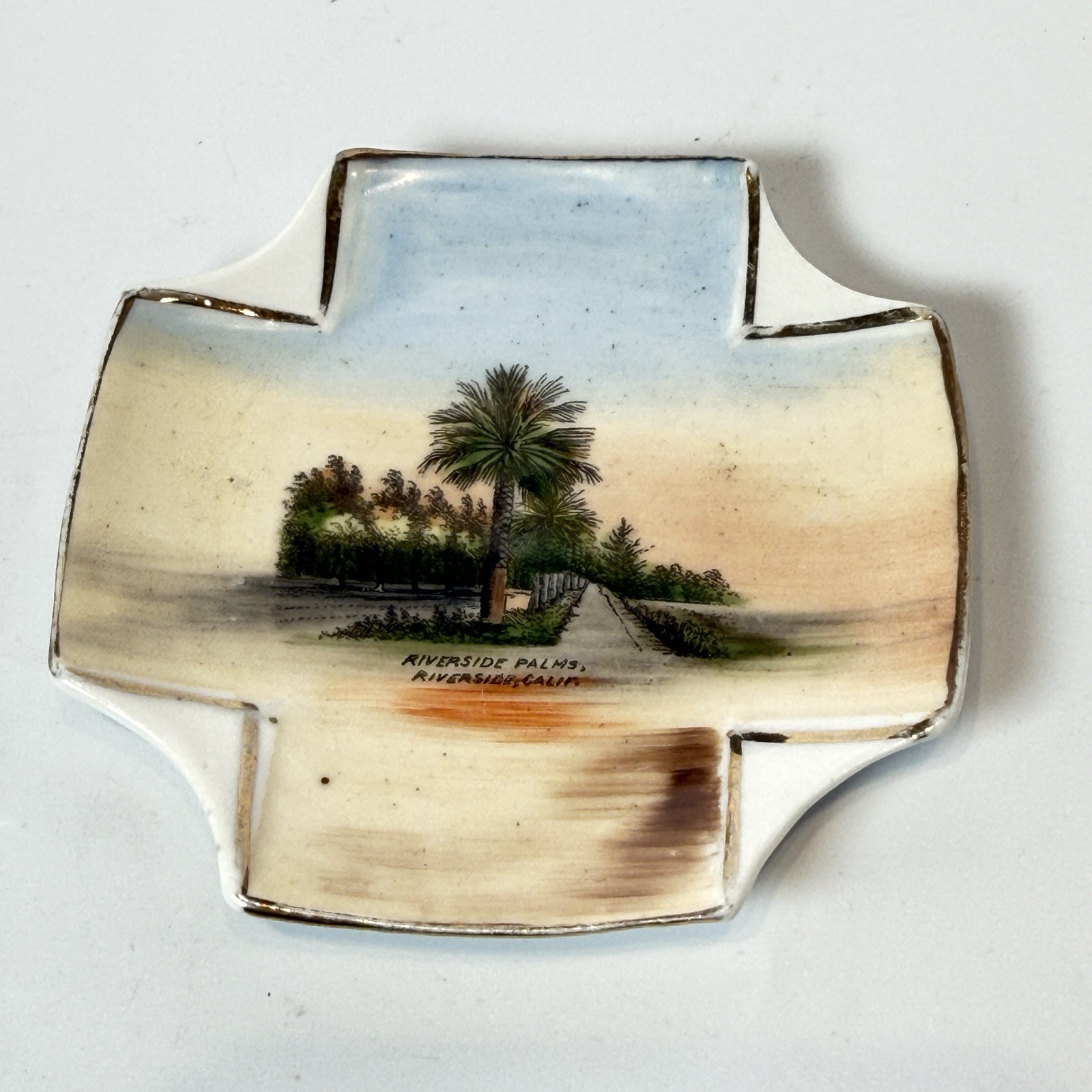 RIVERSIDE, CALIFORNIA  CA Antique RIVERSIDE PALMS Souvenir China Dish Plate