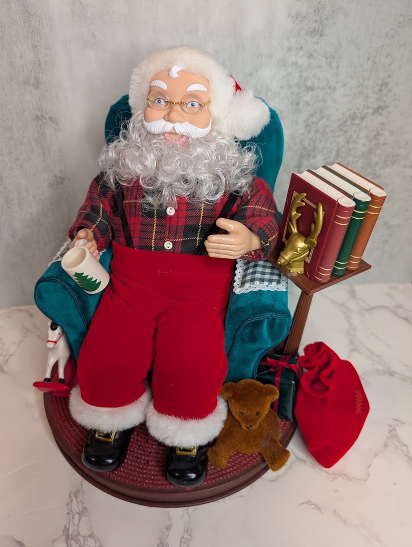 Vintage 1999 AVON Santa Read Me a Story Animated w Accessories Works - Video