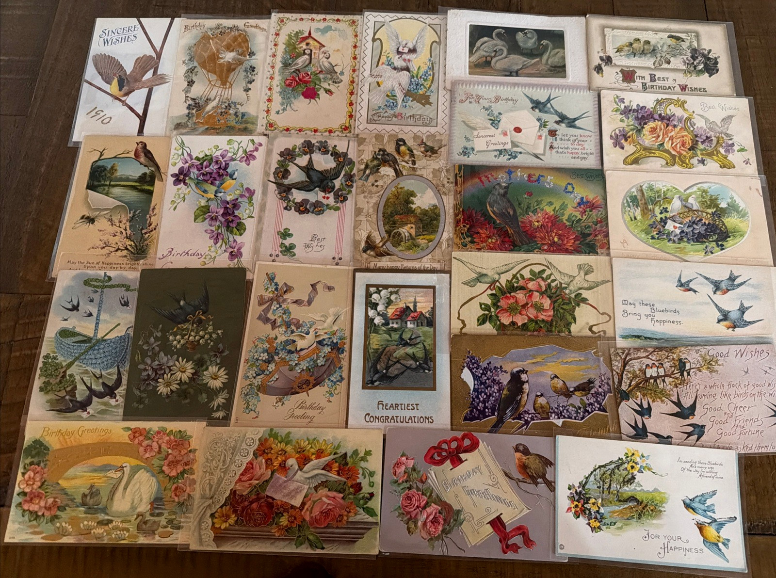 Lot of 25 Vintage Greetings Antique~Postcards with Bird~BIRDS~ in sleeves-s625