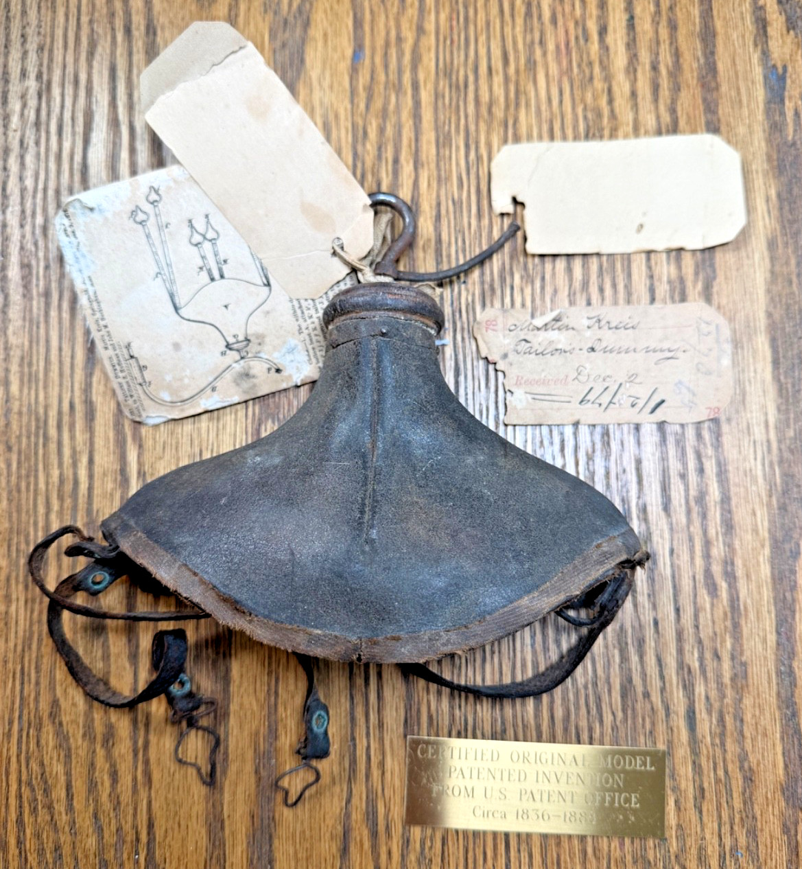 1879 U.S. Patent Office Certified Tailor's Dummy w/ patent tags by Martin Kreis