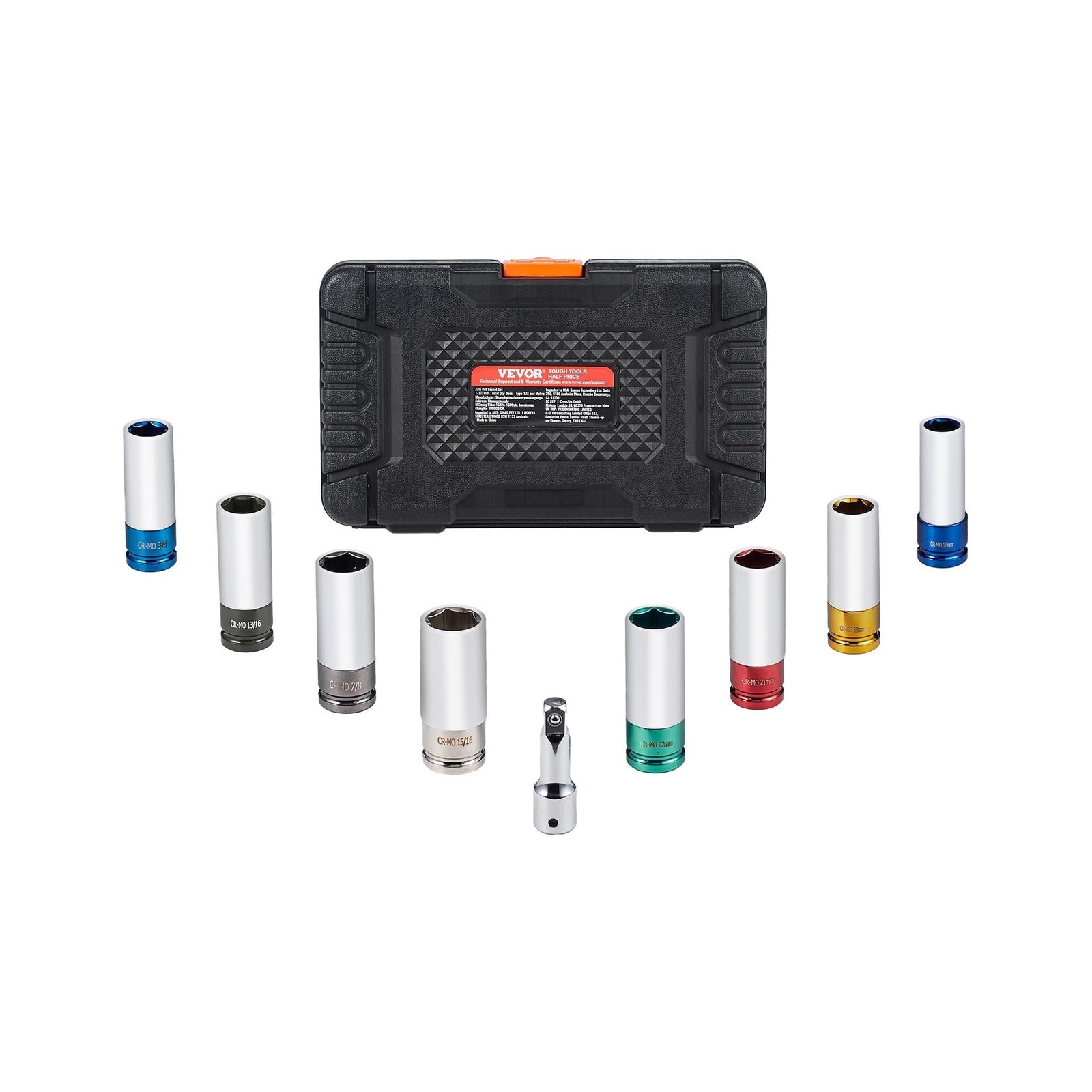 VEVOR 9-Piece Lug Nut Impact Socket Set 1/2 Inch Drive, Metric and ... Fast Ship