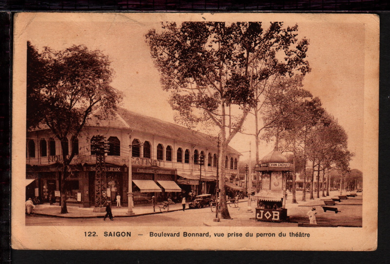 VIETNAM 1938 SAIGON BOULEVARD BONNARD THEATRE FRANCE INDO CHINA STAMP POSTCARD