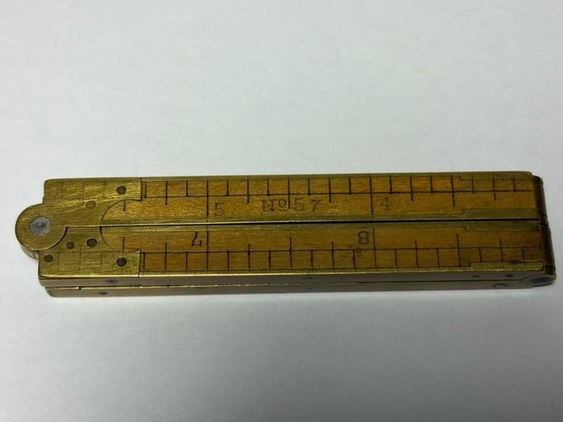 RARE,  ANTIQUE STANLEY #57 ARCH JOINT, BOXWOOD & BRASS RULE RULER 12\
