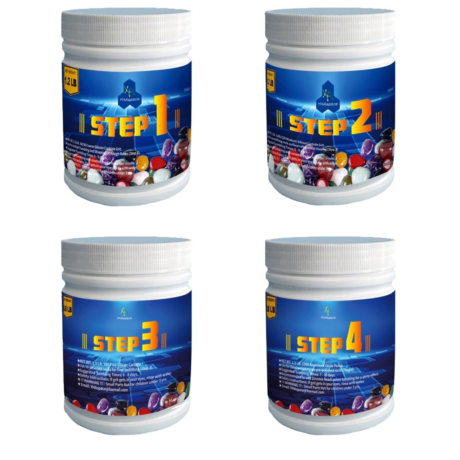4 LBS Rock Tumbler Grit Set 4 Step Tumbling Media Coarse/Medium/Pre-Polished