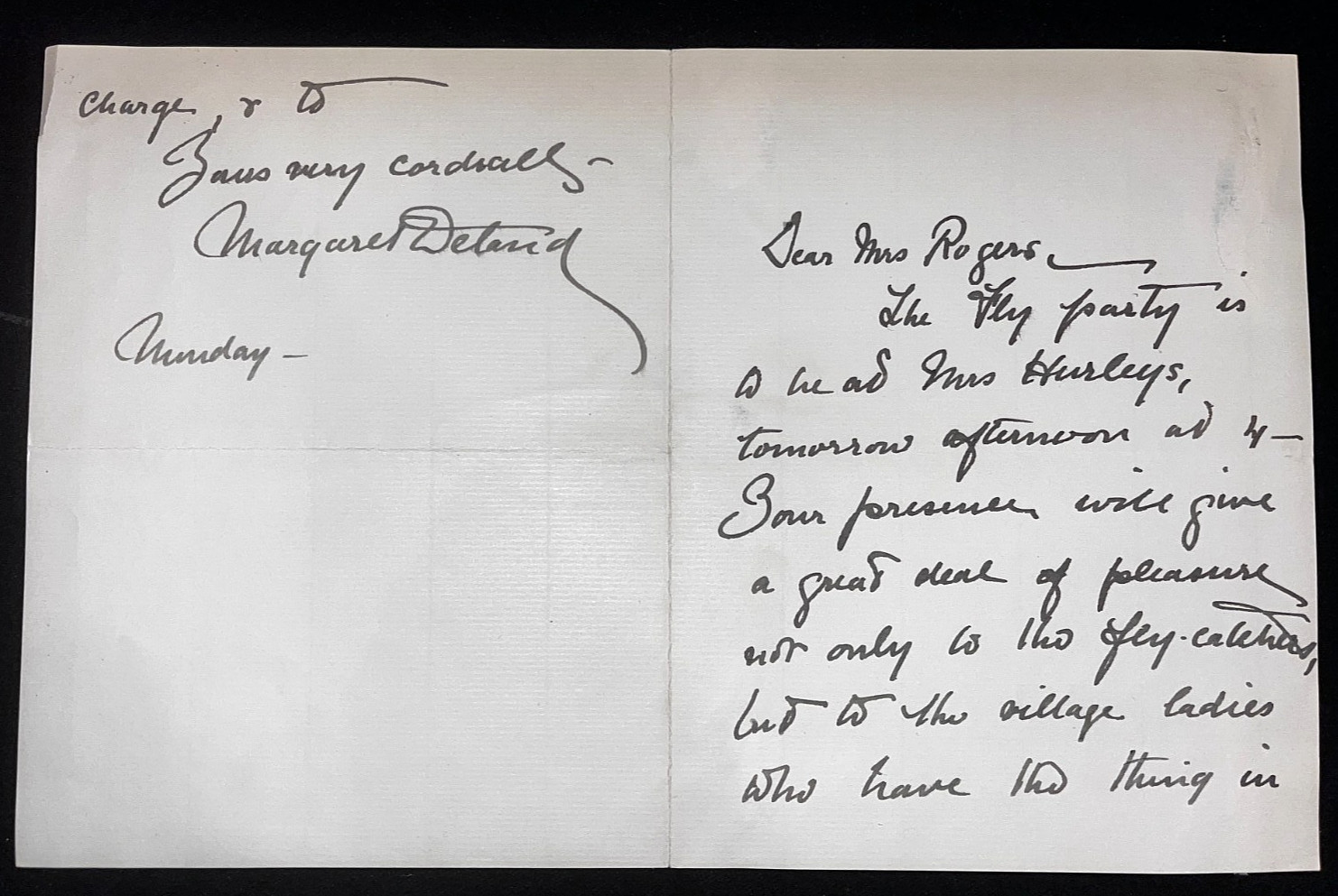 MARGARET DELAND - HANDWRITTEN & SIGNED INVITATION TO A 