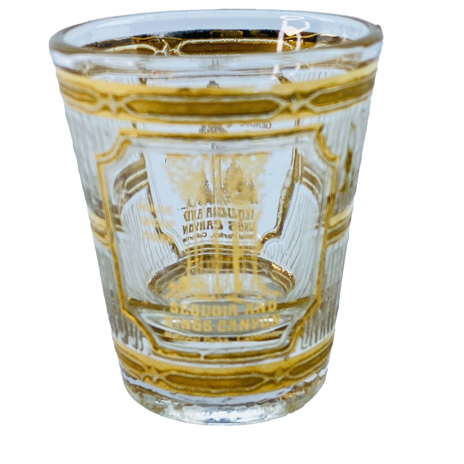 Vintage Culver Shotglass Sequoia and King\'s Canyon CA 22K Gold Trimmed EUC