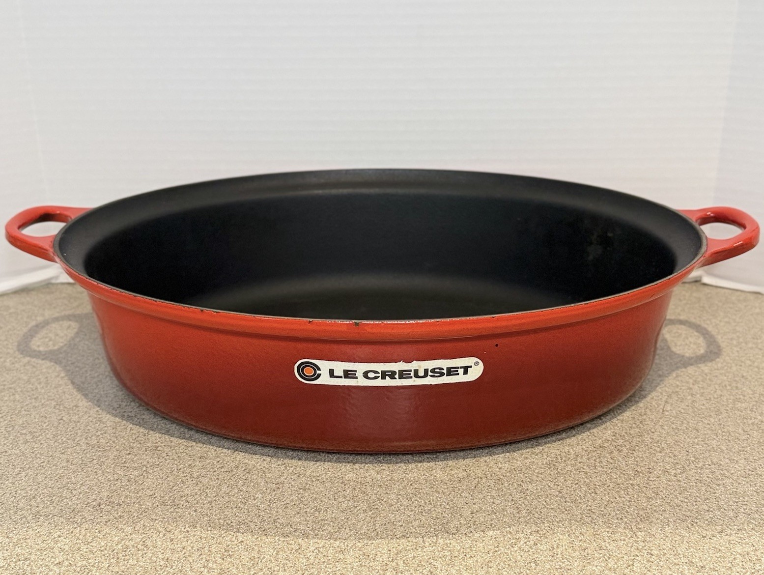 Vintage Le Creuset No. 43 Roaster Roasting Pan Red Enameled Cast Iron 8Qt