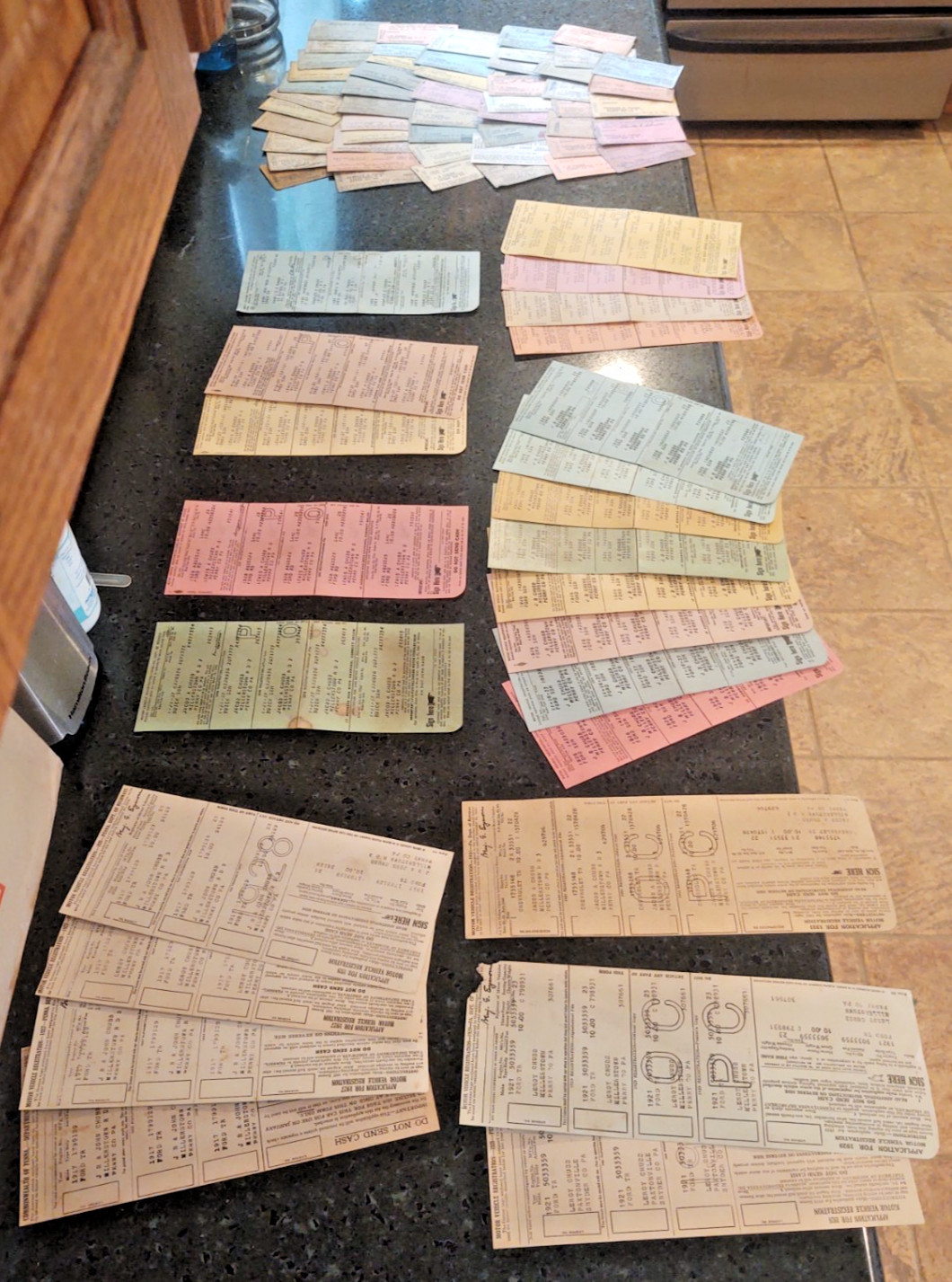 Vtg & Antique Car Automobile Registrations Ford / Chevy 1917-1930s One Family