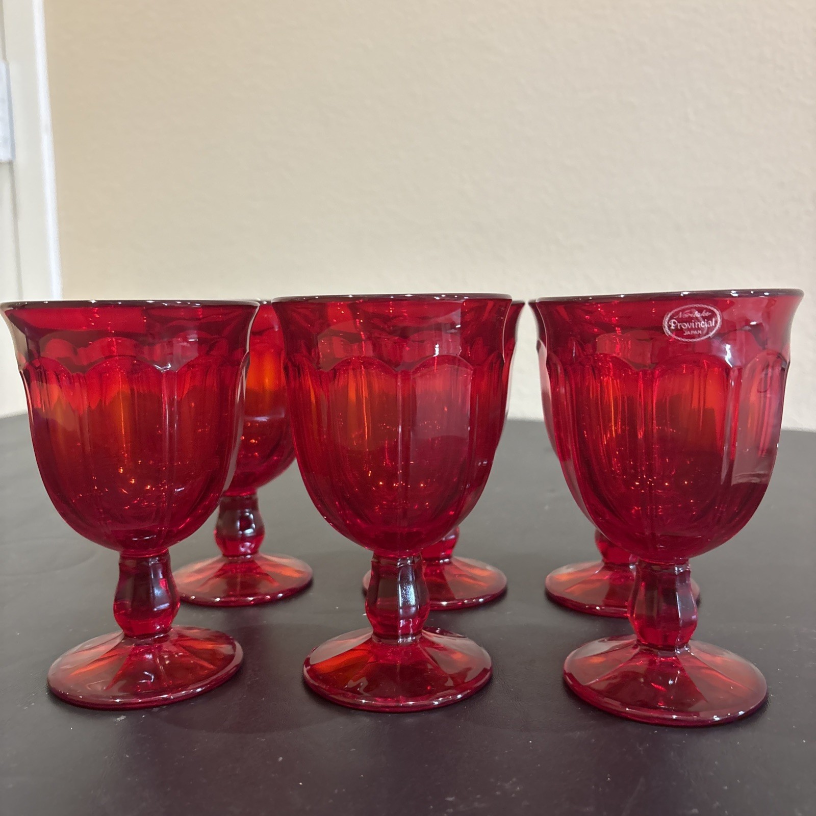 Vintage Noritake Provincial Ruby Red Stemmed Water Goblet Japan 1970s Set of 7 Vintage Noritake Provincial Ruby Red Stemmed Water Goblet Japan 1970s Set of 7