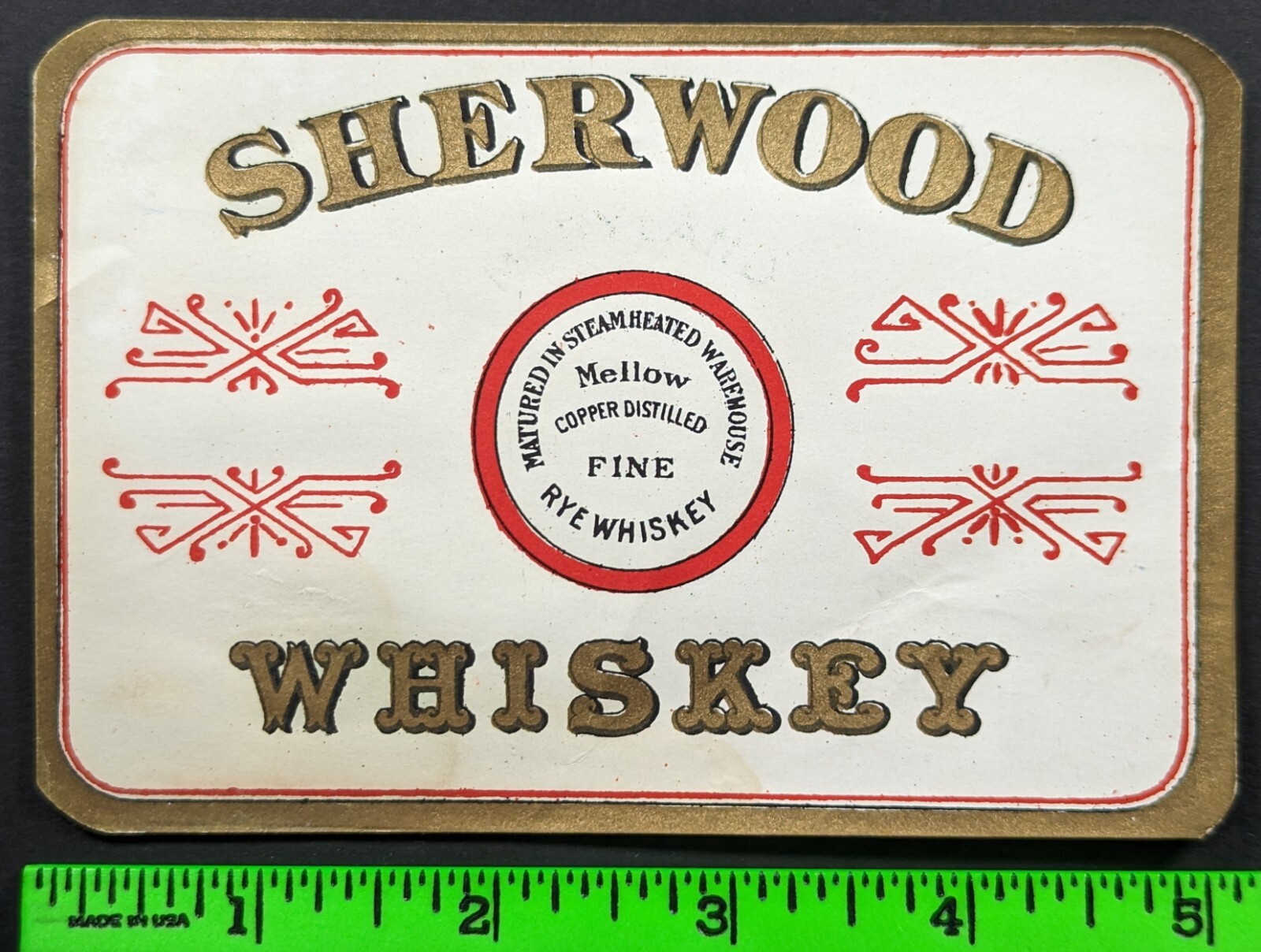 Vintage Sherwood Rye Whiskey Label