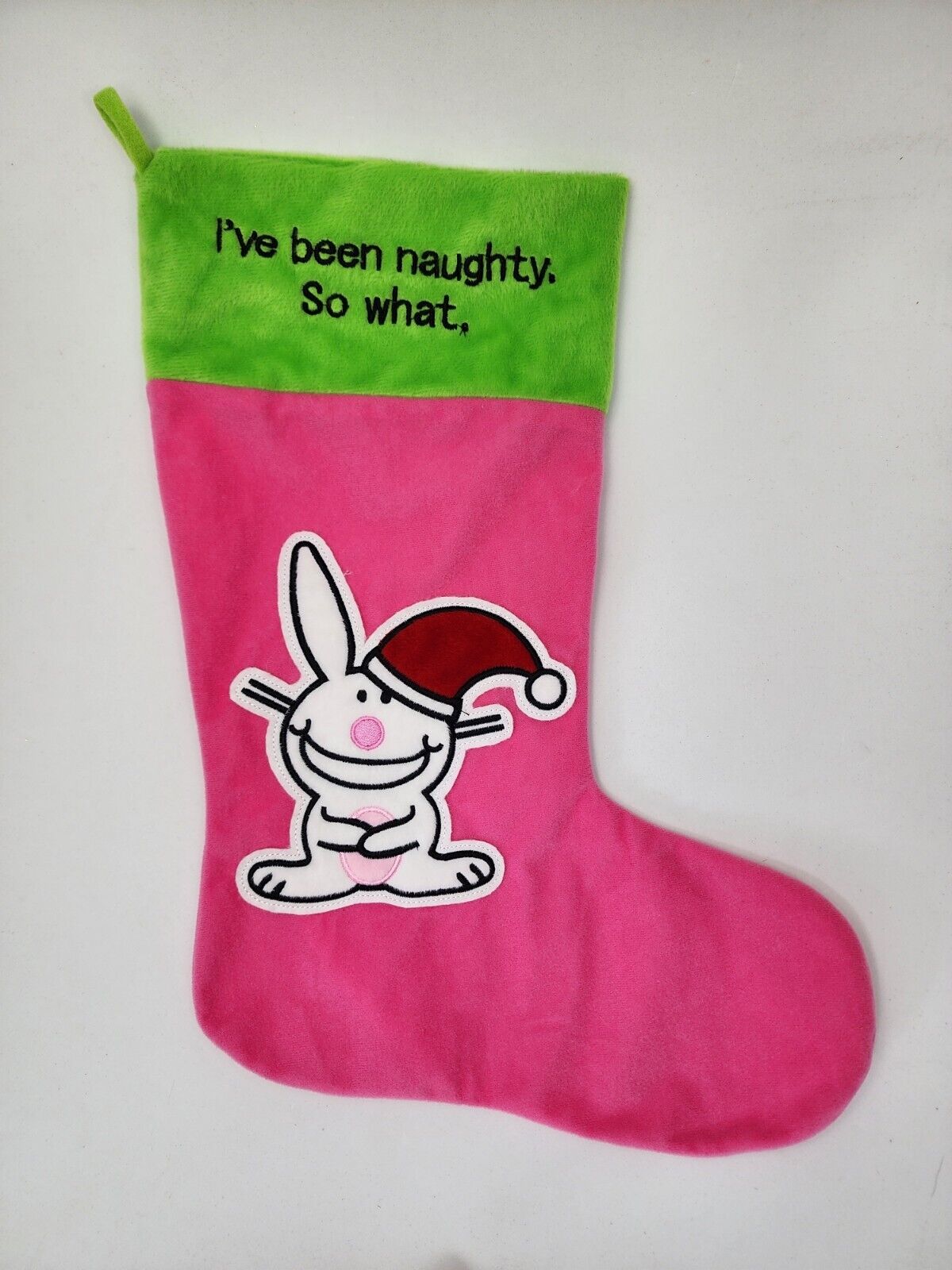It\'s Happy Bunny Been Naughty So What Funny Christmas Stocking Jim Benton