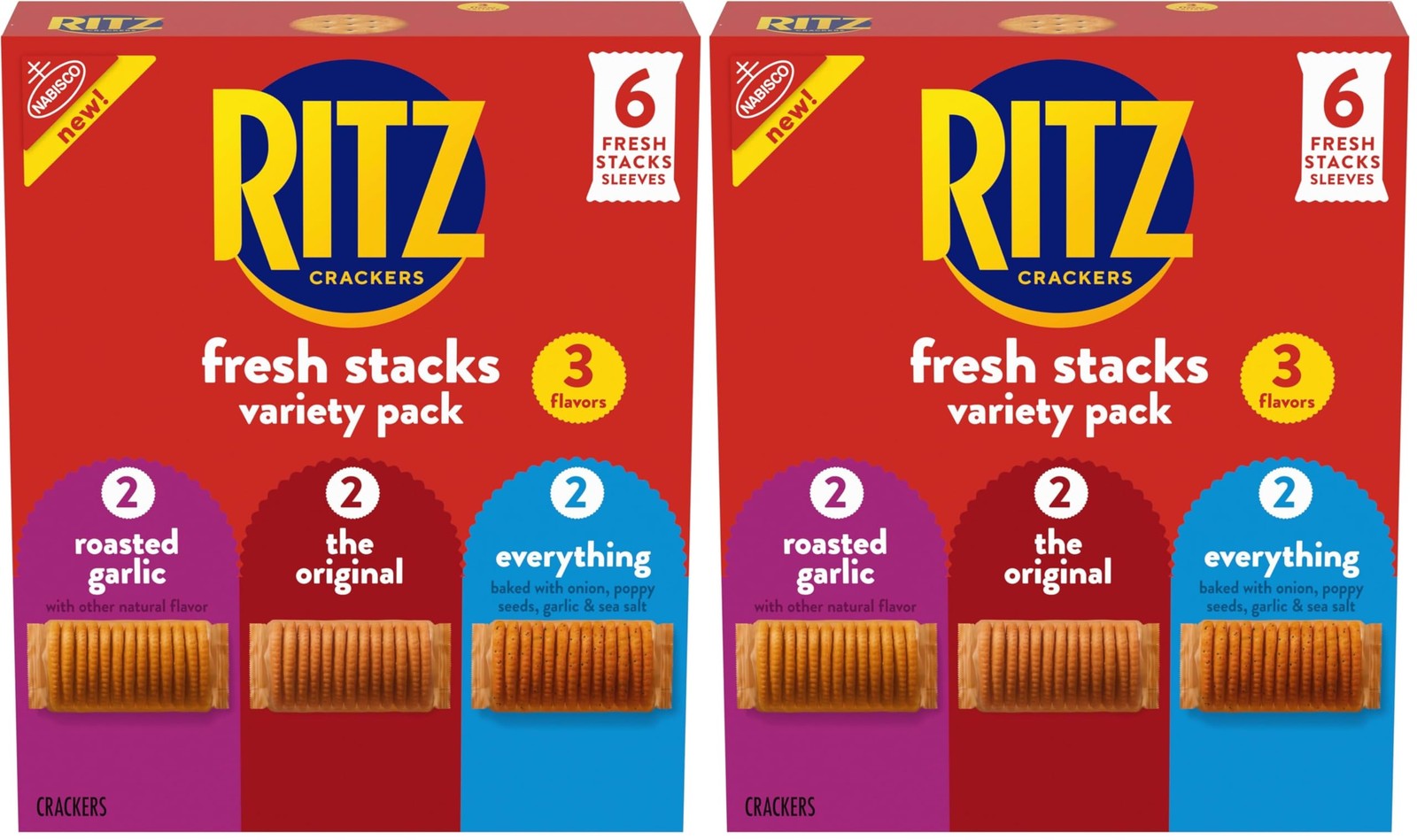 RITZ Fresh Stacks Original, Everything, and Garlic 8.85 Ounce (Pack of 2)