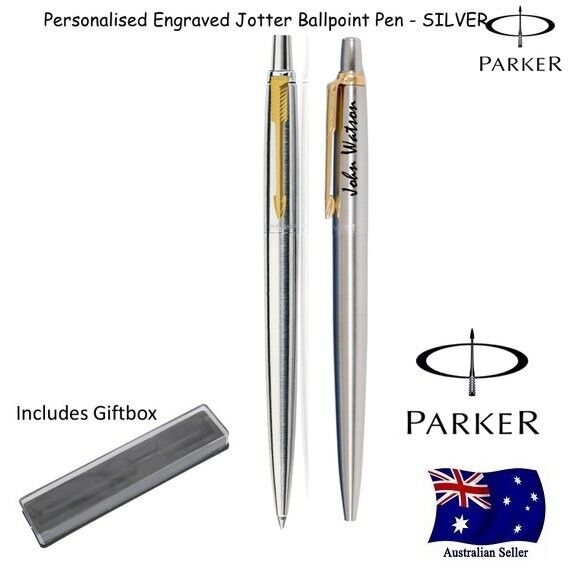 Personalised Engraved Parker Jotter Stainless Steel Gold Trim Gift Box NEW