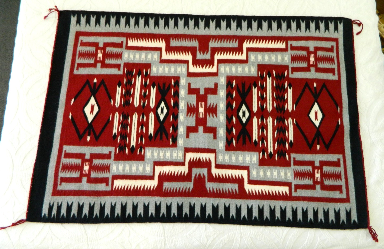 Authentic Navajo Native American Storm Rug w Certificate & Photo w Weaver