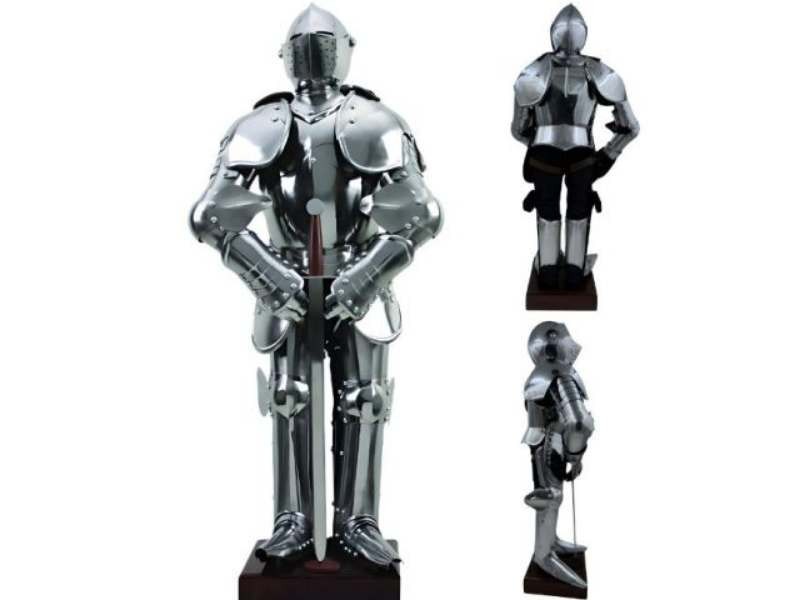 Medieval Warrior Mini Knight in Shining Armor Medieval Statue - 22G Steel