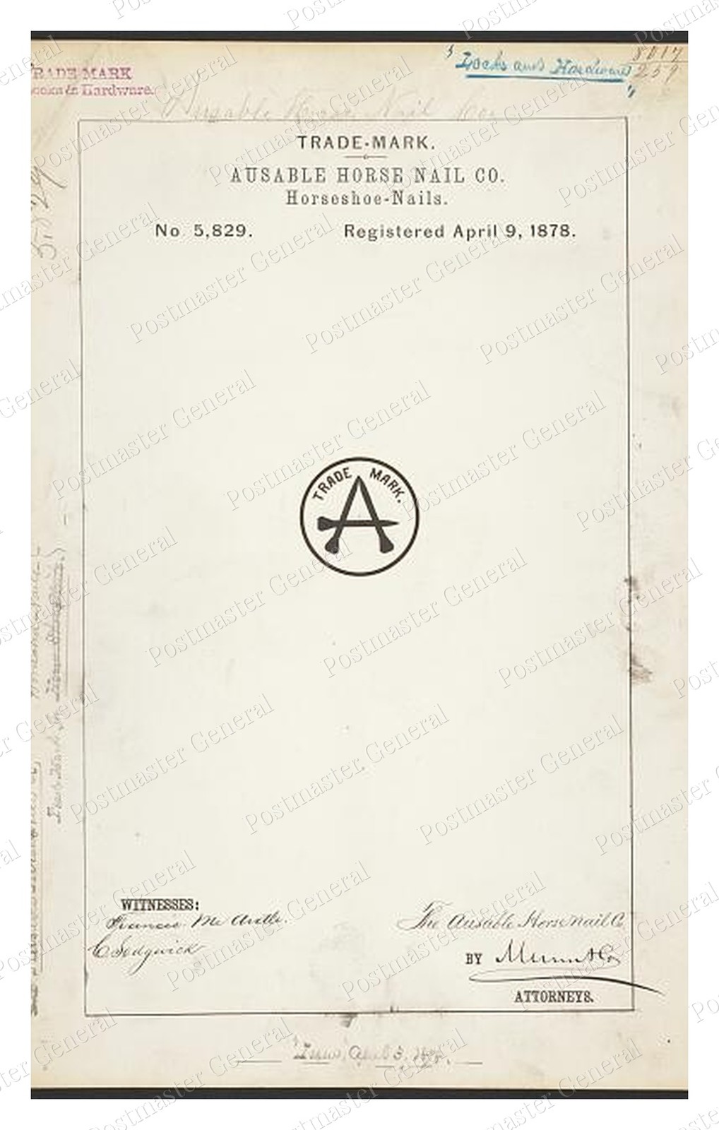 Ausable Horse Nail Trademark Standard Postcard COPY RPPC