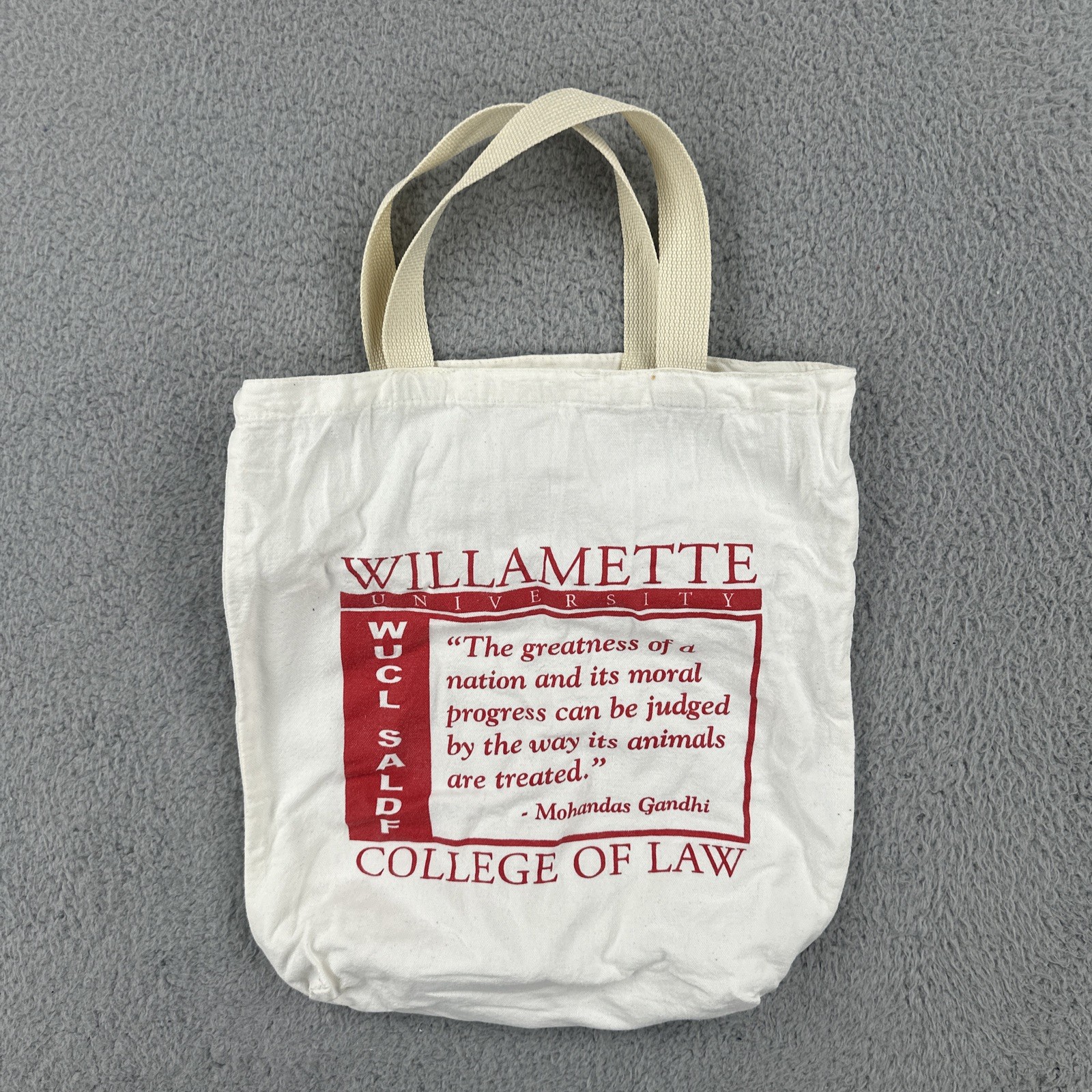 Vtg Willamette University College Of Law Canvas Tote Bag Mohandus Gandhi Quote