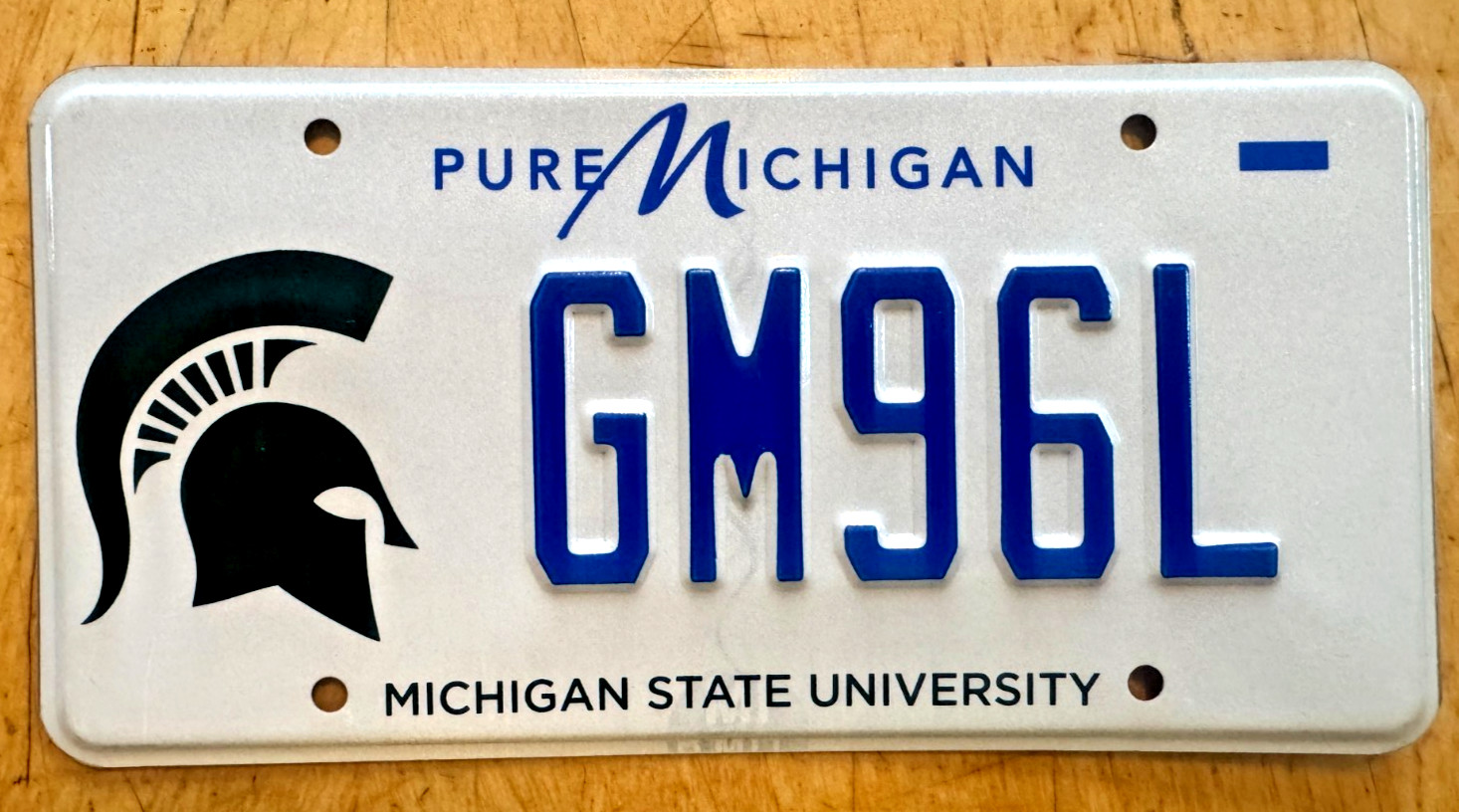 MICHIGAN STATE UNIVERSITY MSU EAST LANSING TROJANS LICENSE PLATE \