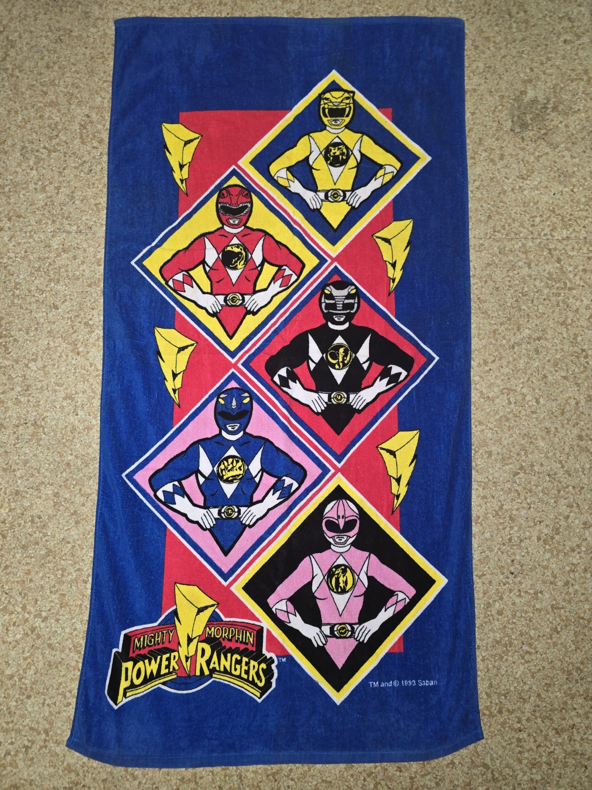 1993 Mighty Morphin Power Rangers Vintage Beach Towel Jay Franco, Saban