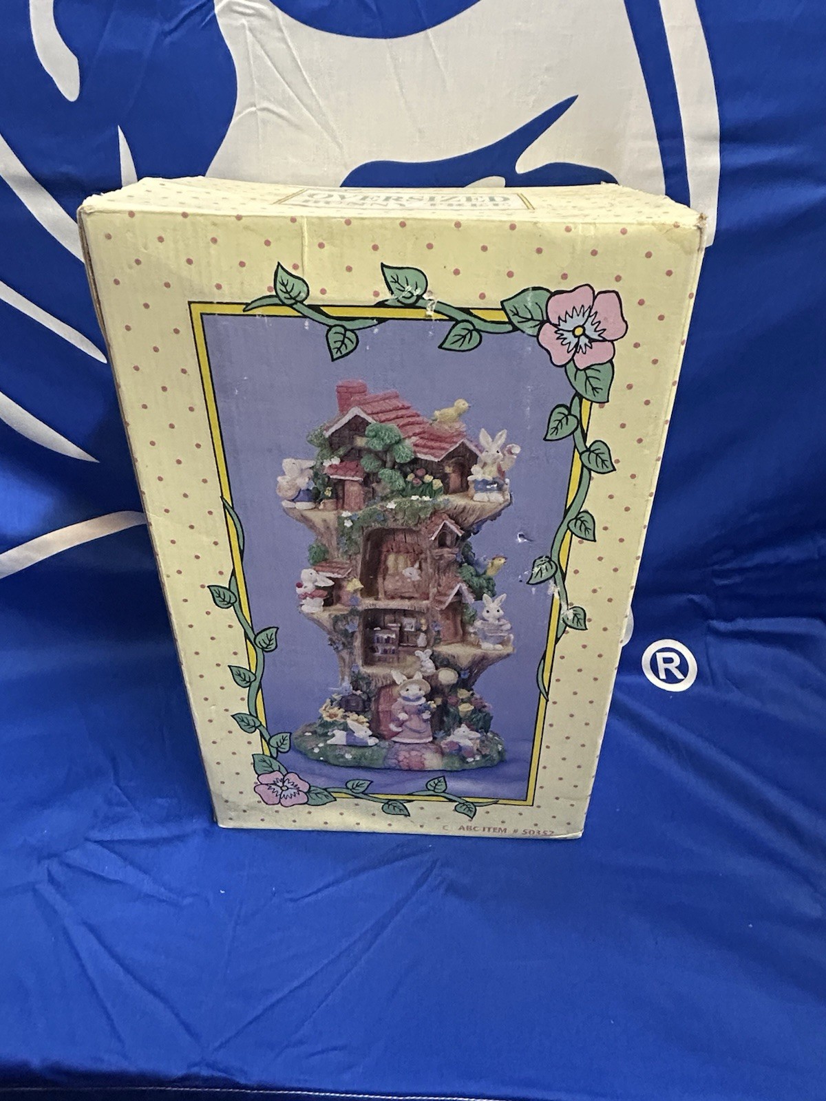 Vintage ABC Oversized Bunny Tree #50352 Easter Rabbit Village Figurine 11” Boxed