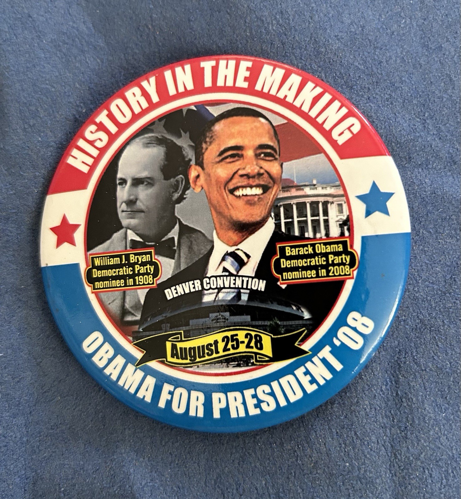 OBAMA FOR PRESIDENT HISTORY IN THE MAKING BUTTON PIN DEMOCRAT CONVENTION 2008