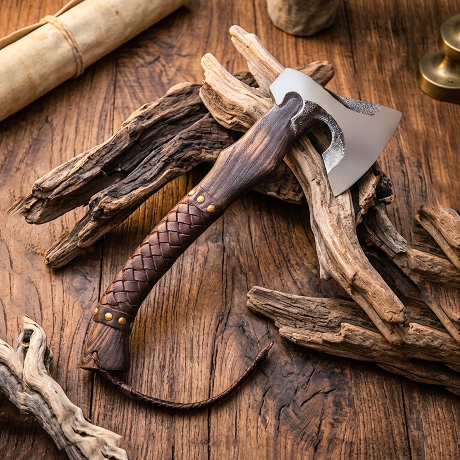 Handmade Viking Axe 18 Carbon Steel Plain Blade Hatchet Wood Handle With Sheath