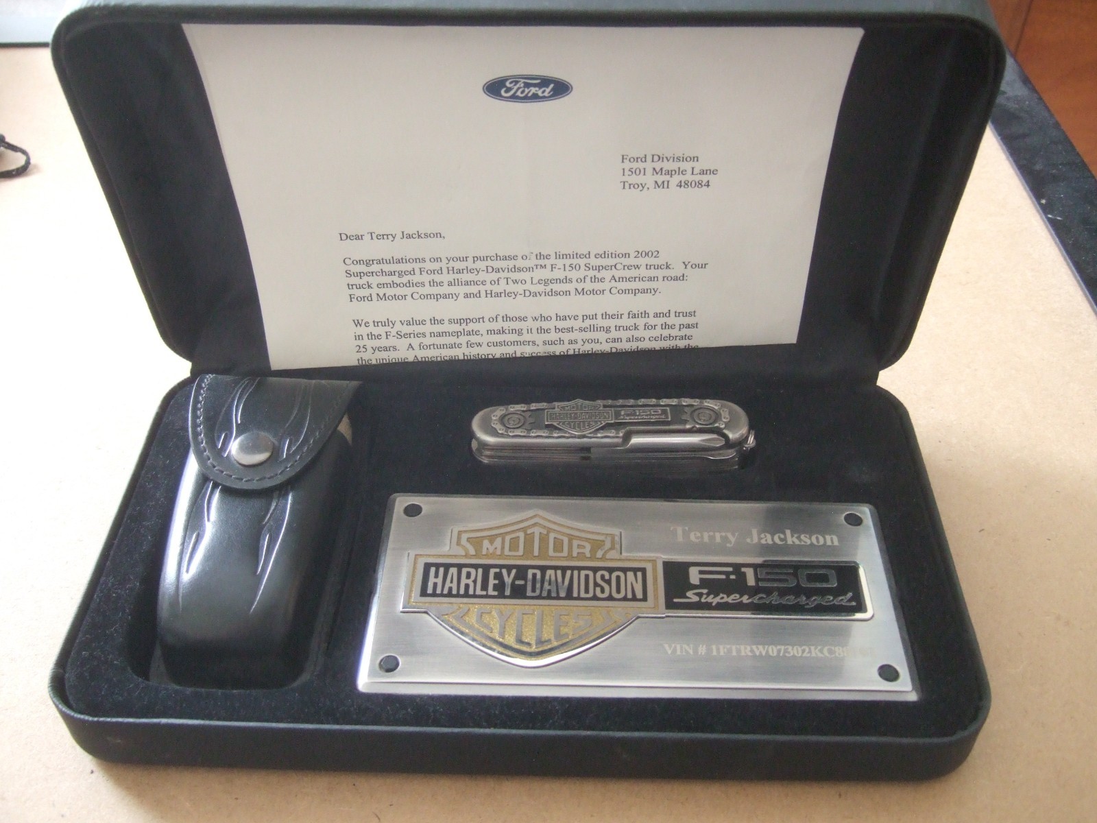2002 FORD HARLEY DAVIDSON  F-150 SUPERCHARGED GIFT SET  PAPERWEIGHT KNIFE  BONUS