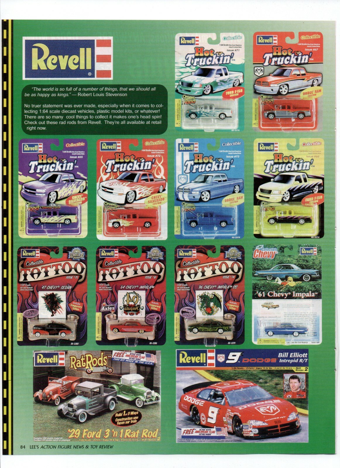 Revell Hot Truckin\' Bill Elliott Nascar Diecast Cars Models - 2002 Toys Print Ad