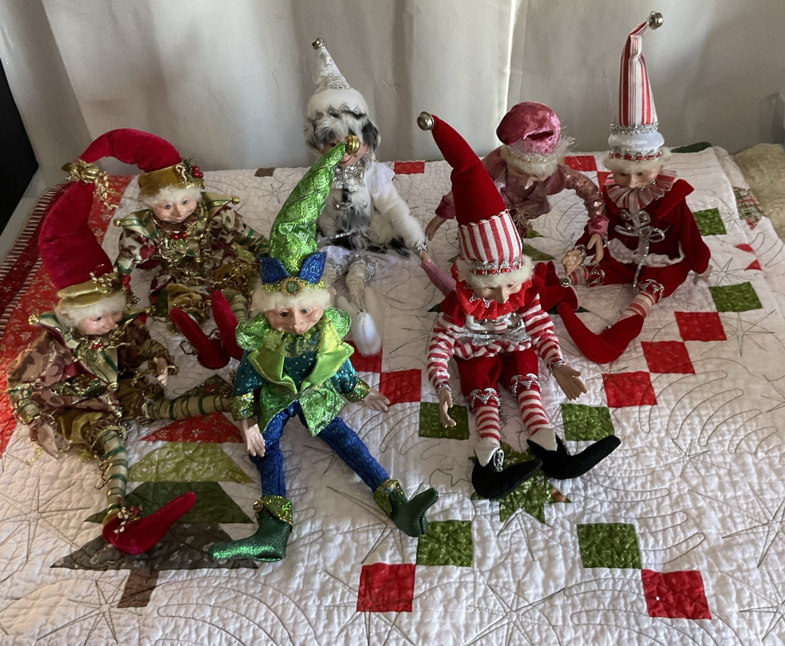 Set of 7 Christmas Elves - 17 Inches Posable